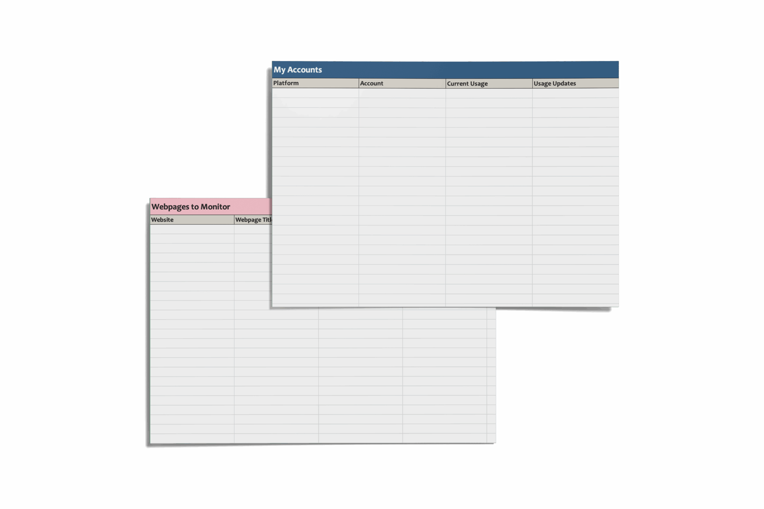 Spreadsheet mockup