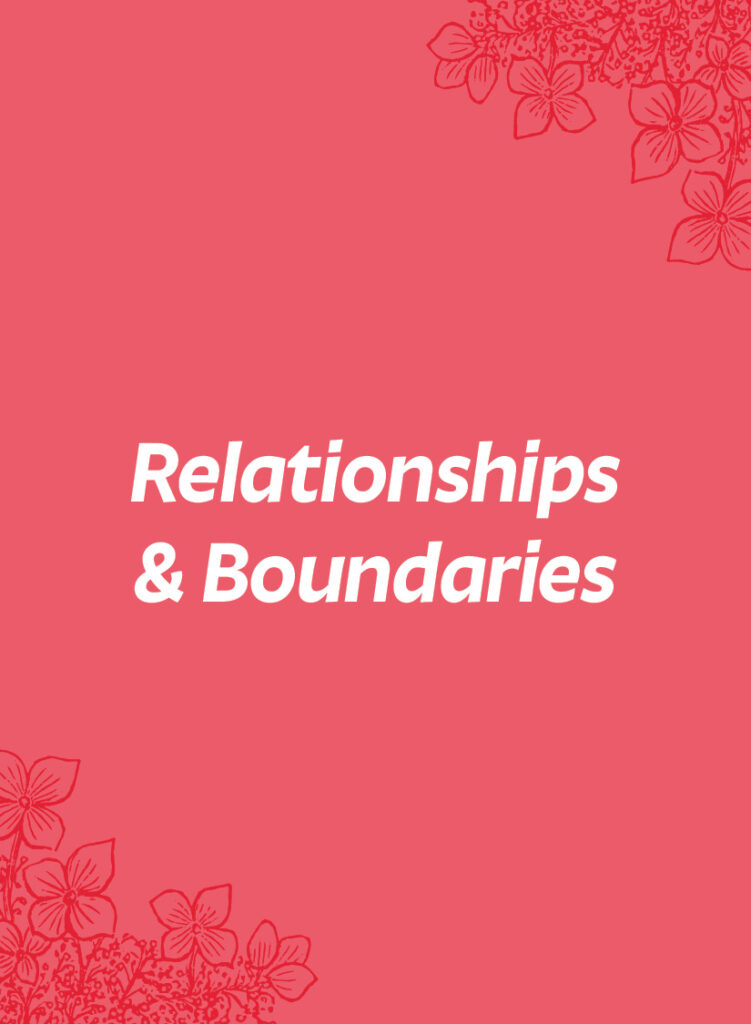 Title of "Relationships & Boundaries" against a red background