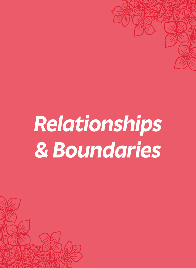 Title of "Relationships & Boundaries" against a red background
