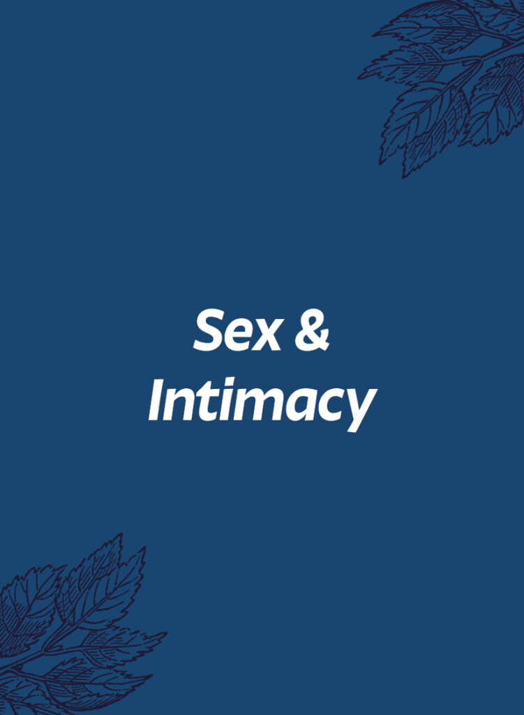 Title of "Sex & Intimacy" against a dark blue background.