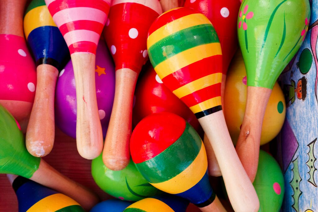Brightly colored maracas