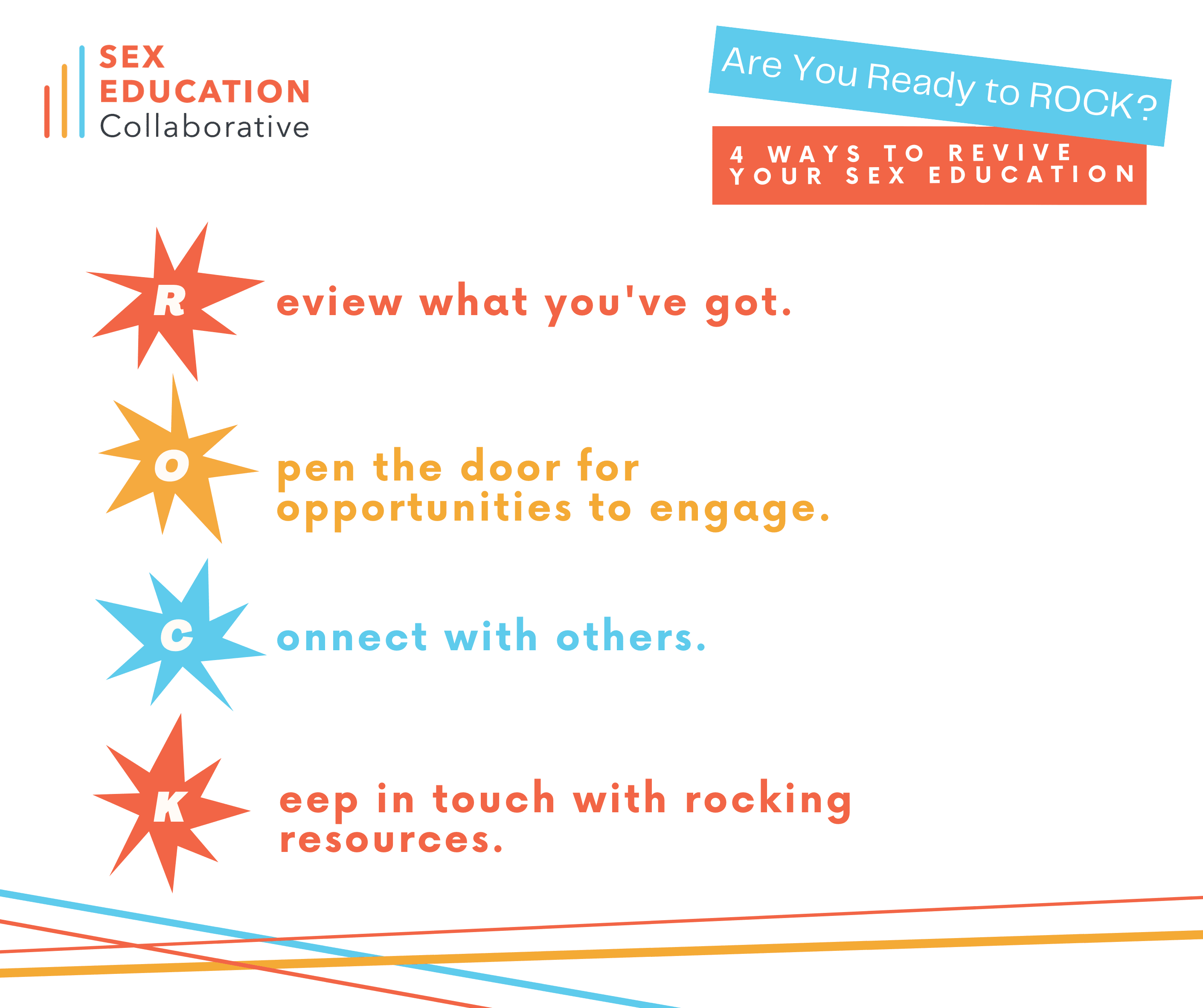 Are You Ready to ROCK - Overview Graphic Image of diagonal bars, with title of training in a box