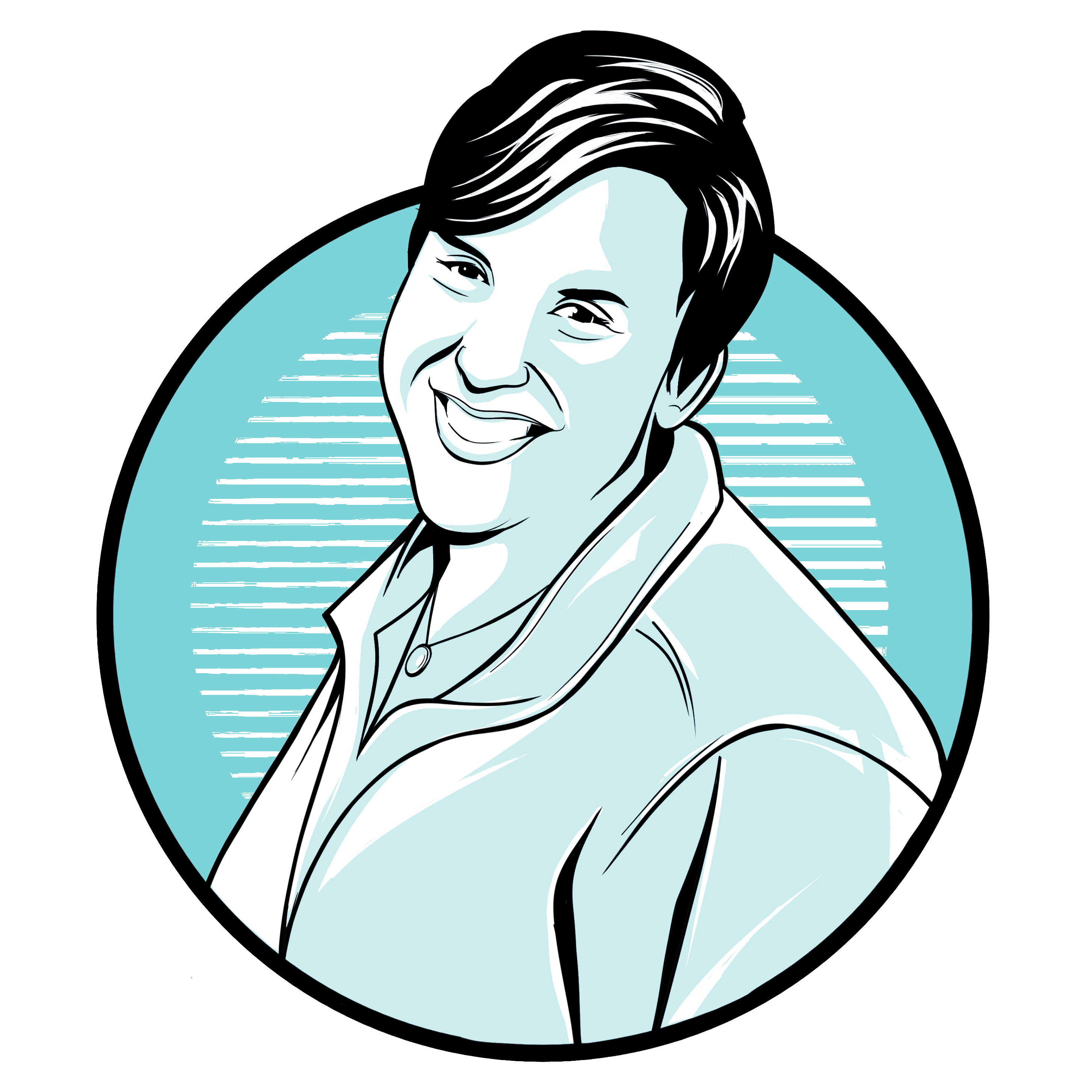 Caricature of Carol Partonen