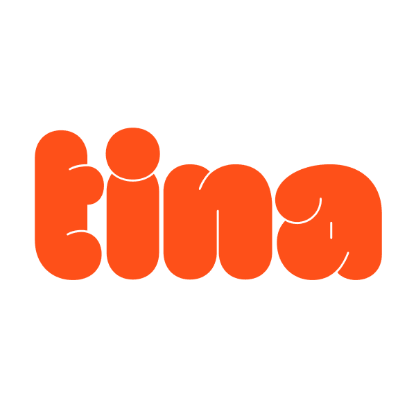 logo for TINA Healthcare, text says tina in bubble type letters in orange